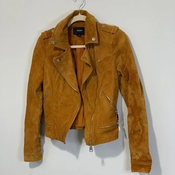 BEST JACKET FULLY LINED SOFT SUEDE LEATHER | AMBER GOLD YELLOW MUSTARD NUGGET OR - Picture 6 of 14